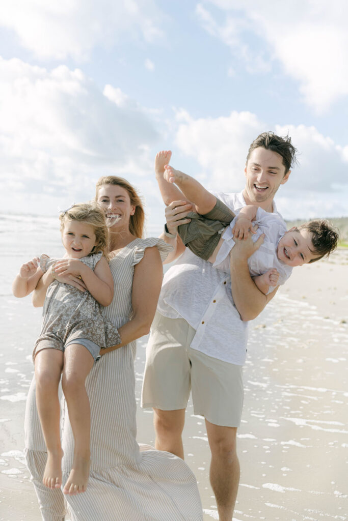 Documentary style family photography on the Outer Banks beach